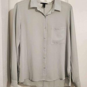 Forever 21 Sage Green Sheer Long-sleeve Blouse